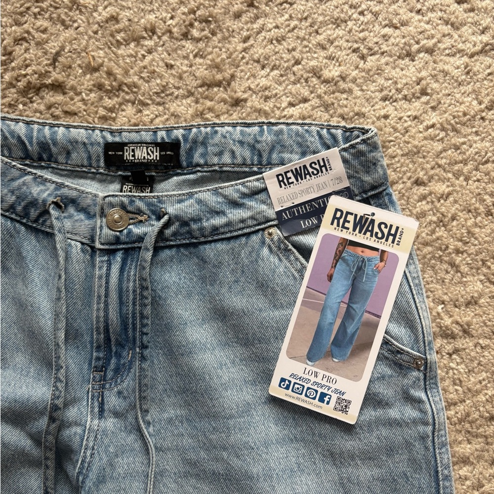 Rewash Women’s Sz 7/28 Light Blue Low Pro Relaxed Wide-Leg Jeans pockets NWT - Picture 6 of 9